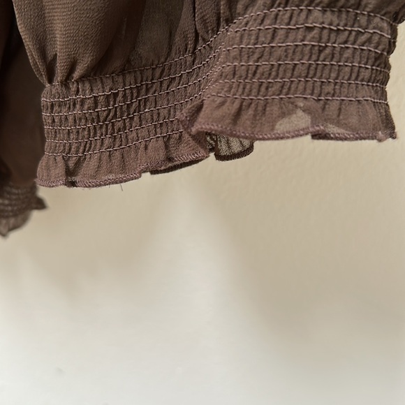 Marina Luna Brown and Orange Cuffed Sleeve Blouse - Picture 5 of 5